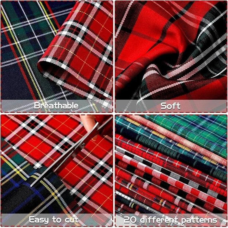 Christmas Decor Fat Fabric Bundles Buffalo Plaid Fat Quarters Square Charm Yarn-Dyed Checked Quilting for DIY Crafting Sewing
