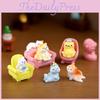 Pink And Yellow Resin Cat Miniatures For Diy Landscaping And Cute Decor