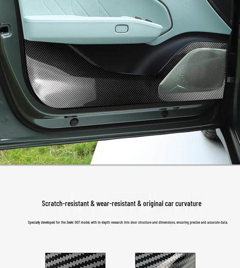 Zeekr 007 Carbon Fiber Door Kick Mats - Interior Protection Stickers