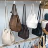 Korean Handbags Fashion Soft Leather Drawstring Shoulder Bag Retro Autumn/winter Small Women Crossbody Bag Drawstring Bucket Bag