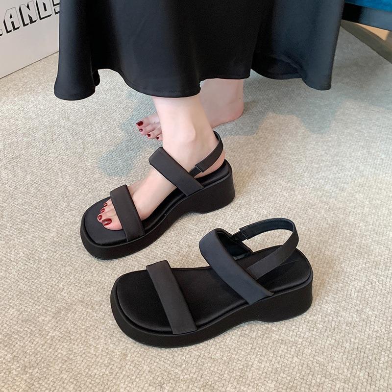Platform Sandals Women's Summer Wear Cool Slippers Silver Casual Women's Shoes Wide Fat Feet Plus Fat Large Size Women's Shoes