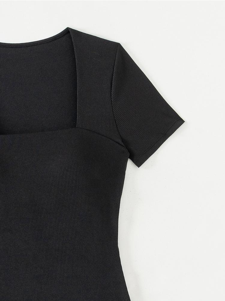 Tuta Corta a Coste Manica Corta Aderente Yoga Danza Fitness Estiva da Donna Pezzo Unico Moda Elegante Outfit da Spiaggia per le Vacanze