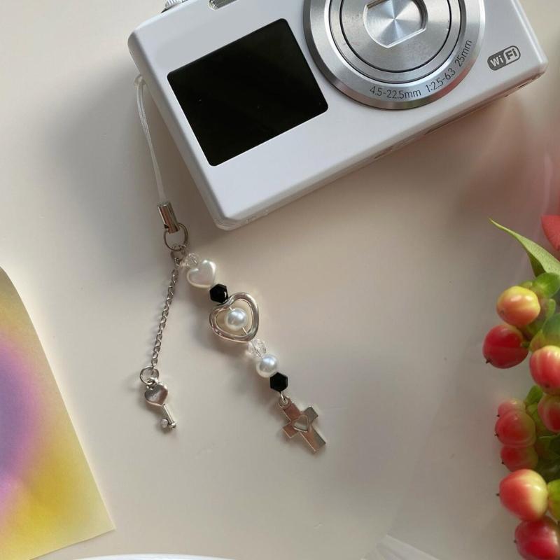 Blumen-Schleifenknoten Gekreuzter Anhänger Lanyard Liebesherz Perle Cartoon Zubehör