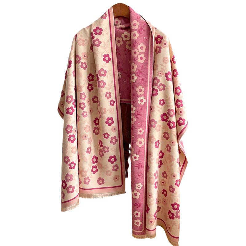 Autumn And Winter Color Matching Versatile Imitation Cashmere Scarf Women'S Style Warm Scarf Winter Warm Shawl