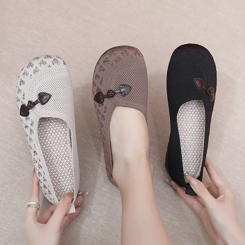 2025 Spring Summer Autumn New Style Round Toe Flats Bottom Shallow Mouth Soft Sole Comfortable Lightweight Women's Shoes Slip On