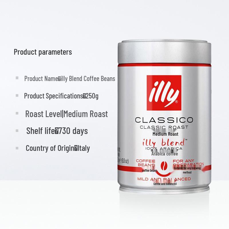 Illy Medium/Dark Roast Italian Espresso Arabica Coffee Beans, 250g Can
