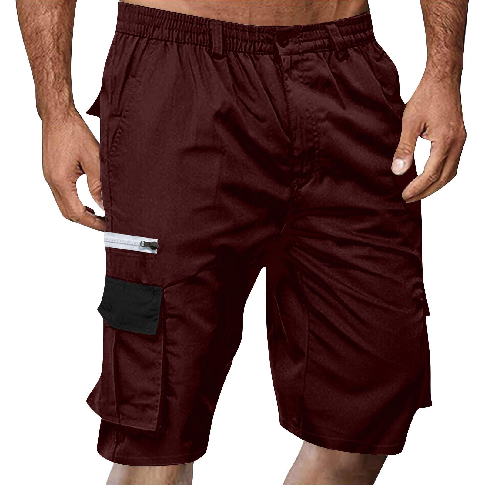 

Мужские летние шорты-карго с несколькими карманами, повседневные летние шорты для походов, шорты с эластичной талией XL винный