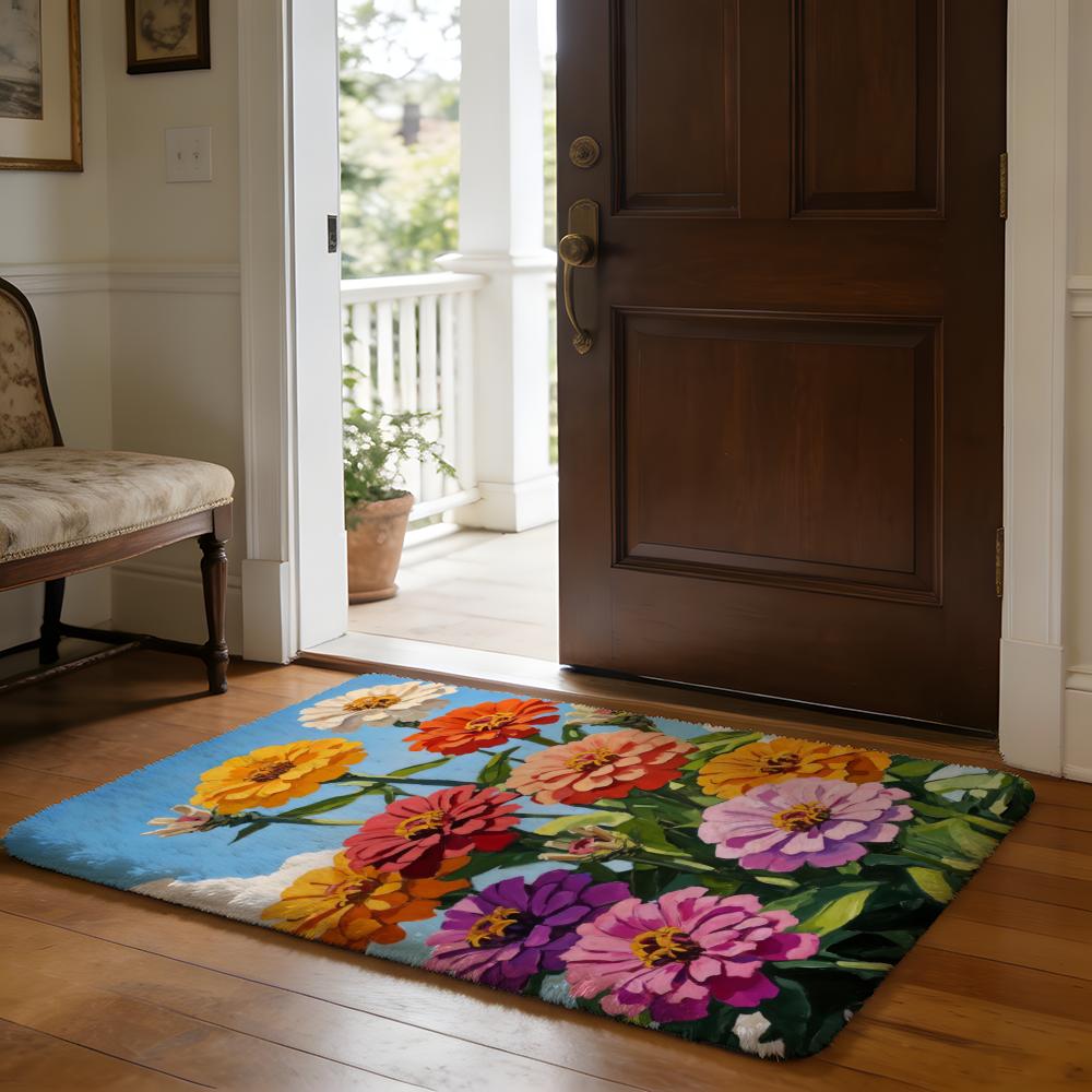 Bunte Blumen Fußmatte Weiche Flanell-Absorbierende Matte Rutschfester Teppich Zuhause Schlafzimmer Badezimmer
