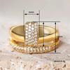 Huitan Luxury Women Ring Gold Color Geometric Design Wedding Party Elegant Accessories Lady Charming Jewelry Inlaid Shining CZ