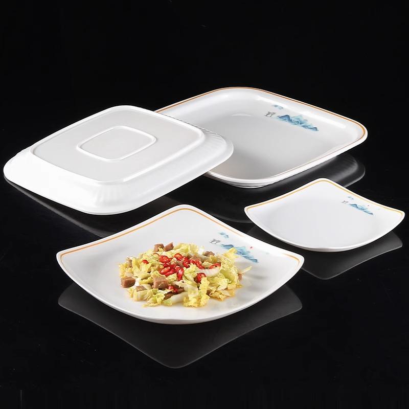 Melamine Square Imitation Porcelain Plate for Hot Pot & Cold Dishes - Commercial Fast Food & Restaurant Tableware