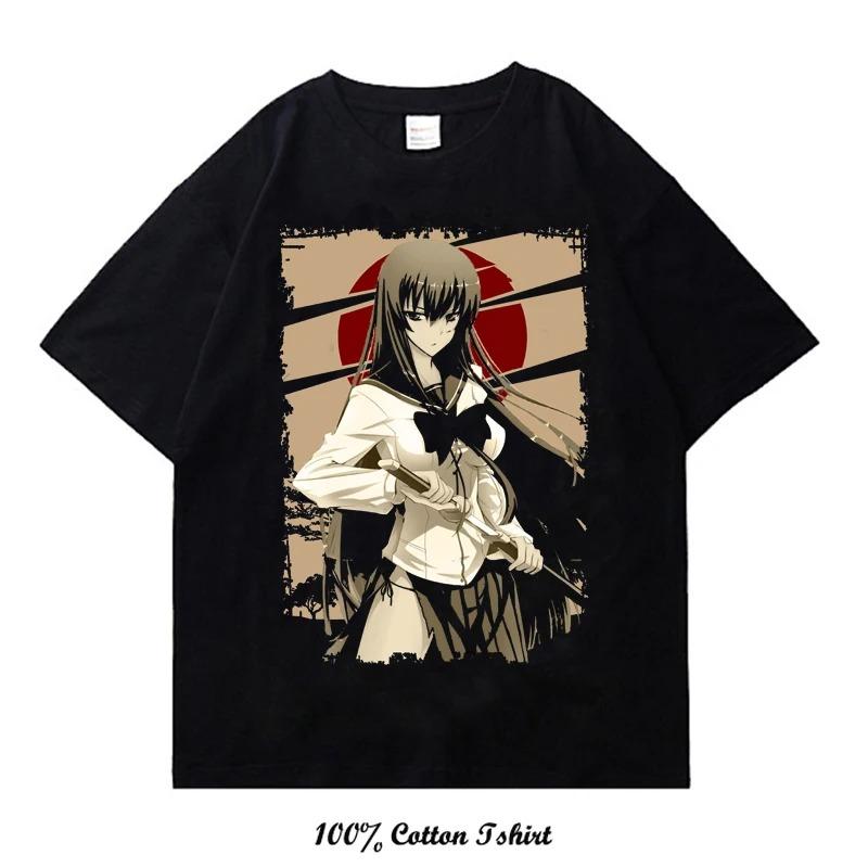 Highschool of the Dead Saeko Busujima Manga Style T-Shirt, Unisex Anime Fan Streetwear Tee, 100% Cotton Casual Short Sleeve Top