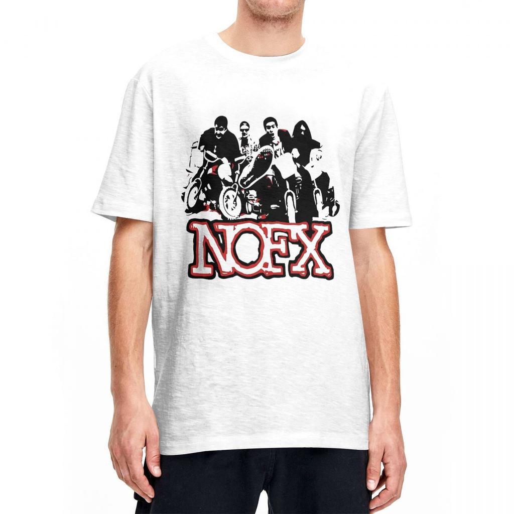 Nofx Muziek Poster T-shirt Heren Amerikaanse Punk Rock Band Vintage 100% Katoen T-shirts Zomer Ronde Hals T-shirt Grote Maten Tops