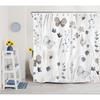 LB Grey Butterfly Shower Curtain for Bathroom,Vintage Watercolor Blue Floral and Eucalyptus Leaf Fabric Shower Curtain with Hooks,Spring Nature