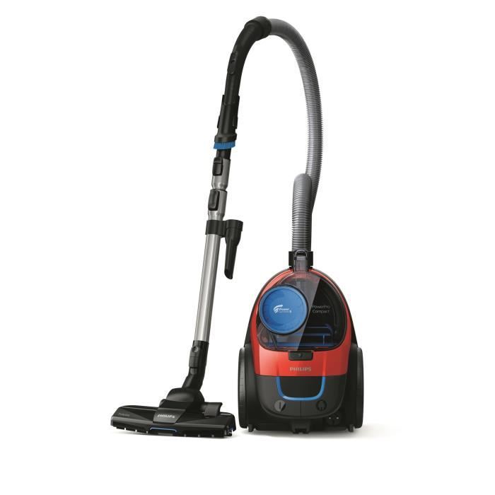 PHILIPS FC9330/09 Aspirateur Traîneau Sans Sac PowerPro Compact - 900W - 76 dB - Filtre Anti-allergie -Rouge