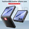 High-End Handyhülle aus Leder mit Litschi-Muster für Samsung Galaxy Z Flip 7 mit Einschubfach für Karten, Sturzschutzhülle, stoßfeste Abdeckung, Rückschale