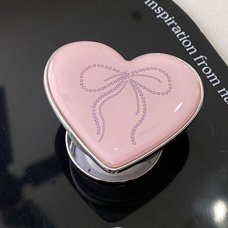INS Pink Heart Bow Phone Decor Sticker Holder