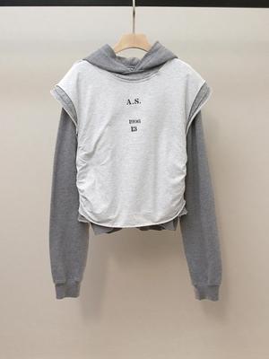 Autumn French Style Women's Two-Piece Spliced Hoodie Sweatshirt