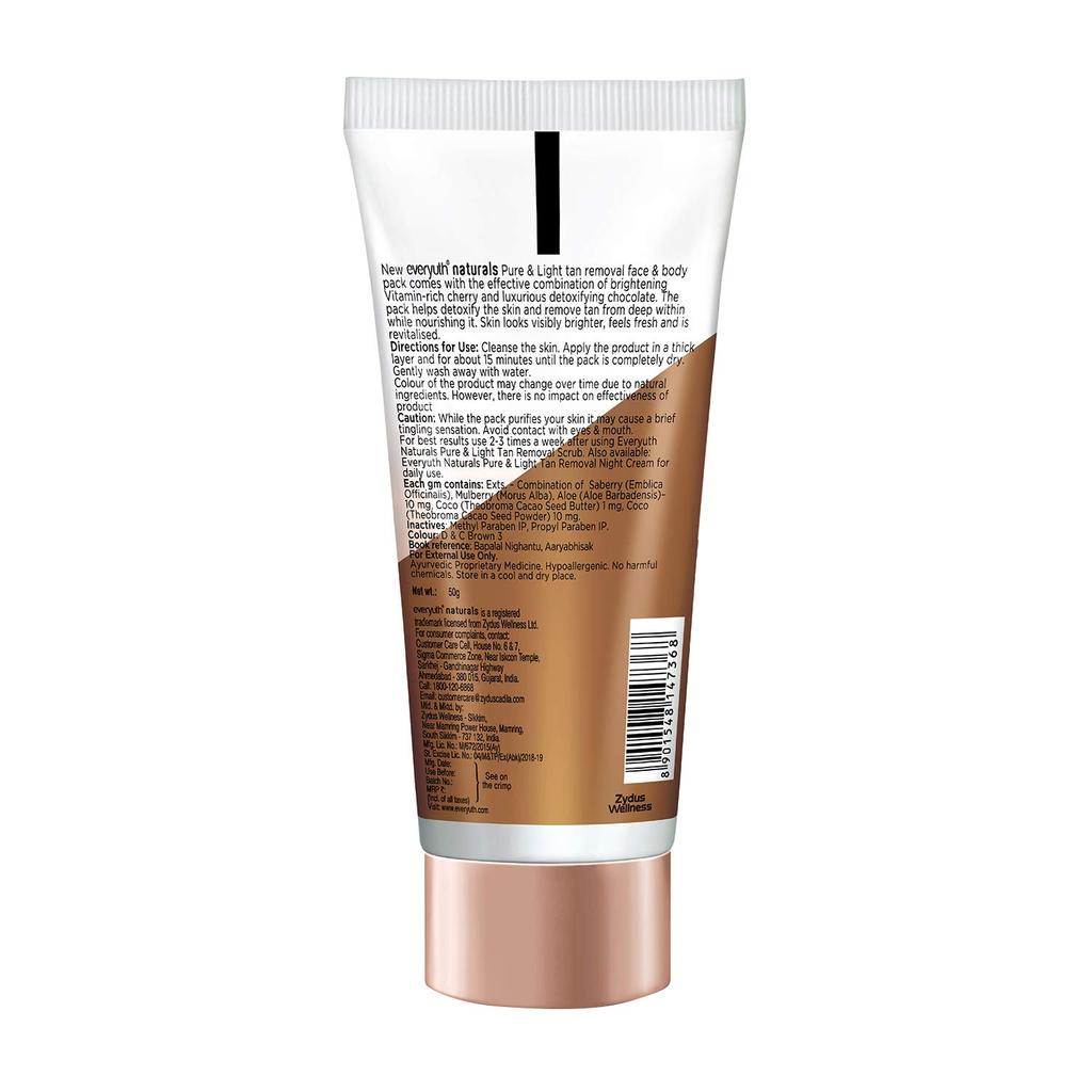 Everyuth Naturals Pure & Light Tan Removal Face Pack - Chocolate & Cherry, 50g