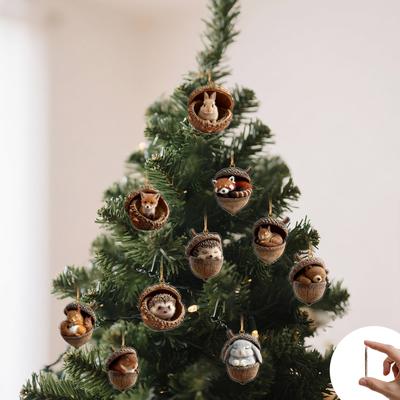 Forest Animal Ornaments, 10-piece Set, Cozy Forest Christmas Ornaments, New Animal Decorations, 2D Acrylic Ornaments For Home And Party Decorations.