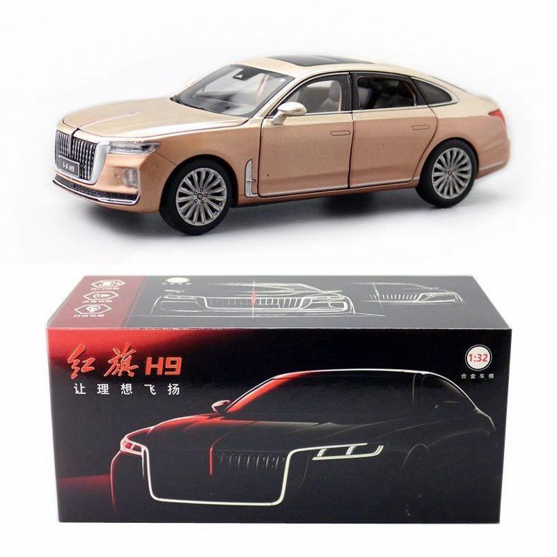 Alloy Hong Qi Car Model With Door Opening And Acousto Optic Design Gift For