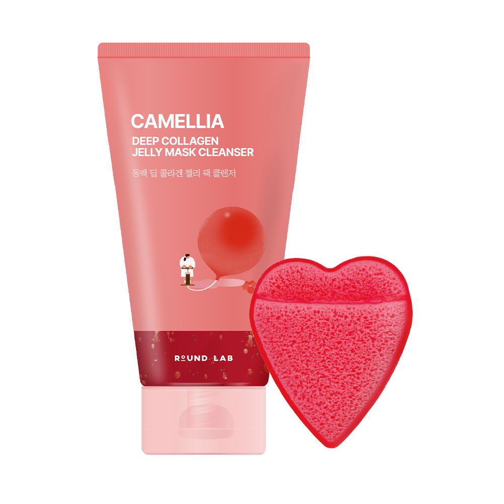 

ROUND LAB Camellia Deep Collagen Jelly Pack Cleanser 150ml (+Cleansing Sponge Puff) Dongbaek Deep Collagen Jelly Pack Cleanser