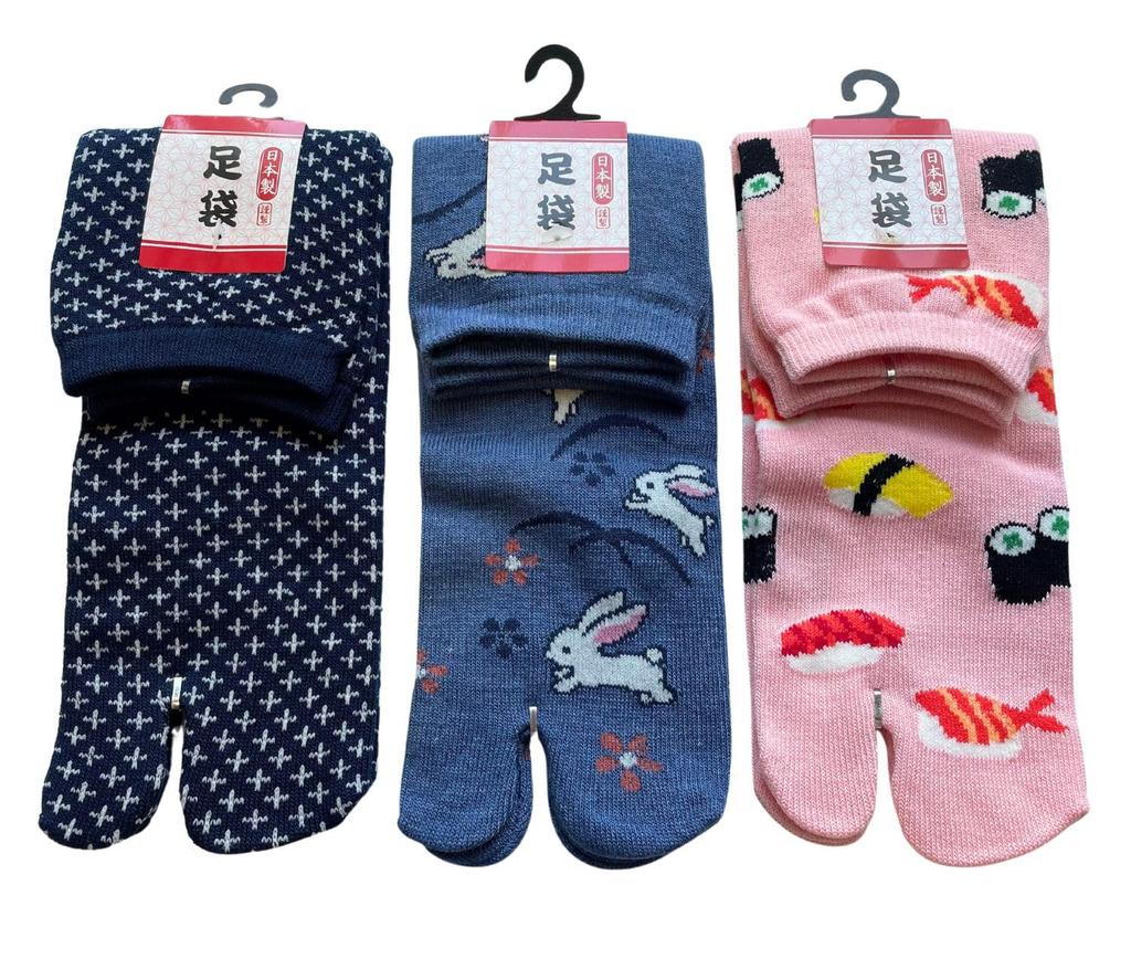 Mode Select Set of Tabi Japanese Sizes Made in Perfect for Kimono and Yukata of your 3-Pair Women's Socks, Pattern, 22-25cm, Japan, (Pattern choice)