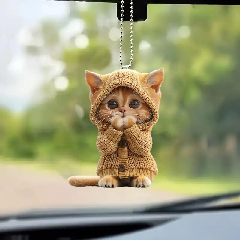 Acrylic Car Pendant With Cute Cat Christmas Tree Decoration Vehicle Interior