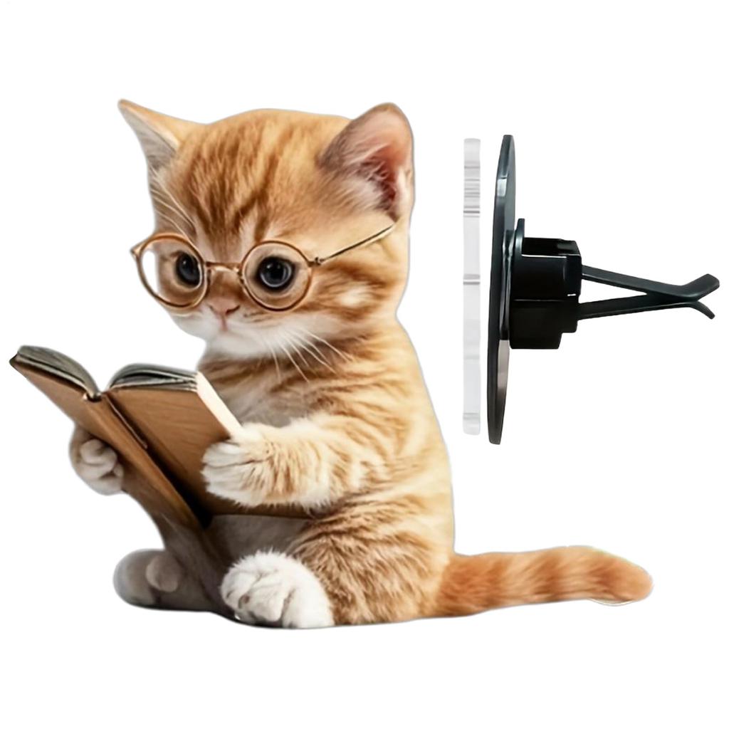 Car Vent Clip - Cat Car Air Vent Decoration - 3D Acrylic Lasting Accessories for Car Driver Men Women