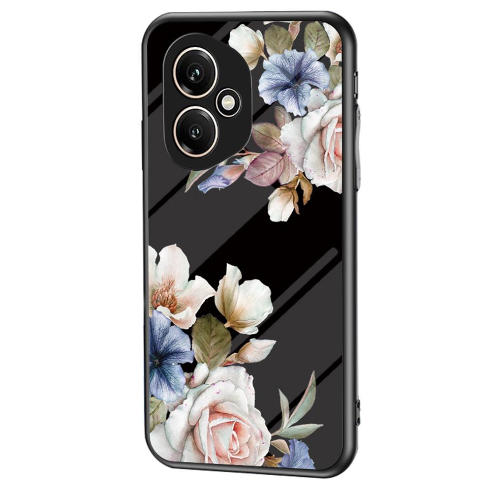For Honor 400 5G (Global) Case Floral Pattern TPU+Tempered Glass Protective Phone Cover