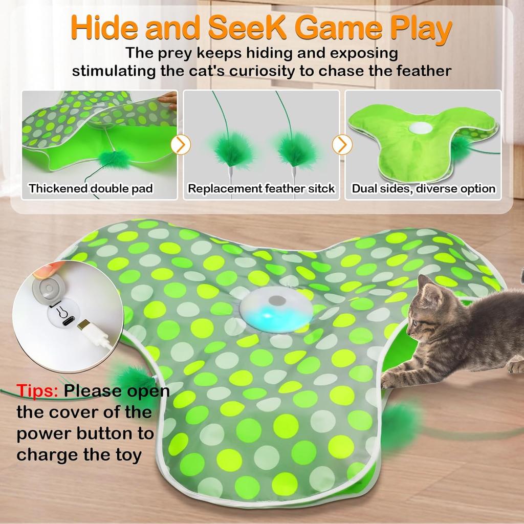 Exercise Interactive Cat Toys Rechargeable Moving Concealed Feathers Real Mouse Squeaky Touch Activated Cat Kitten Toy For Indoor Bored Cats