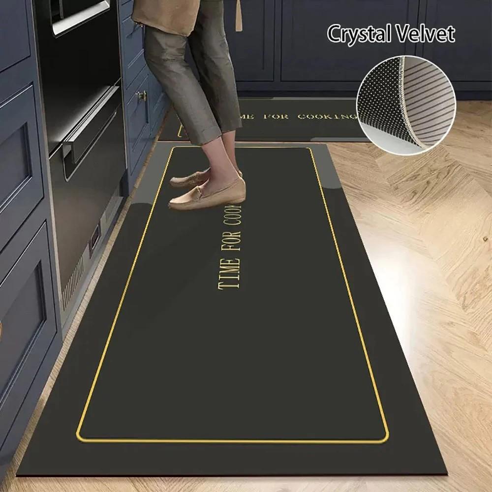 1/2pcs Kitchen Floor Mat, Anti-Slip And Absorbent Foot Mat, Long Strip Carpet, Modern Style Home Decoration Carpet