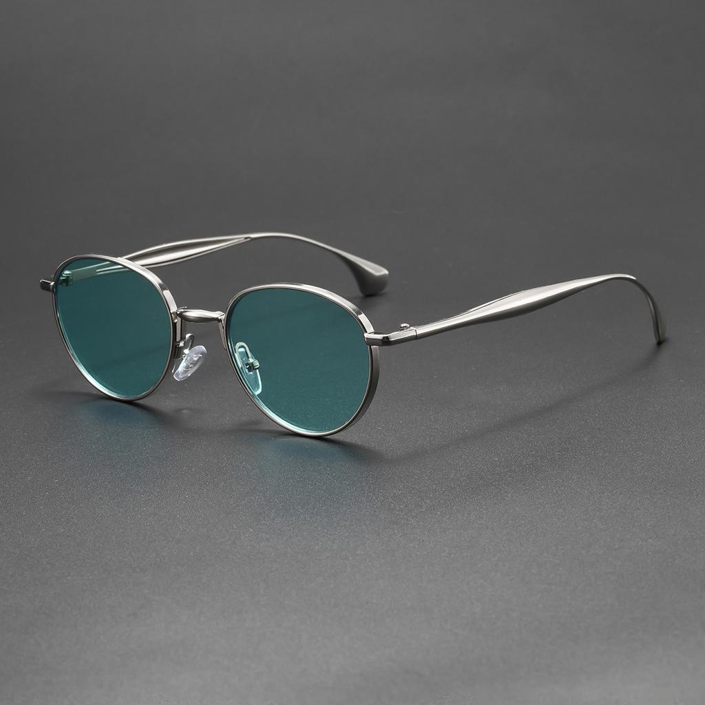 New light luxury round metal sunglasses men's and women's gold thin frame retro literary and versatile trend glasses