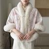 White Cheongsam Shawl Coat New Arrival Autumn Winterfleece-linedthickened Engagement Outwear Winter Cloak