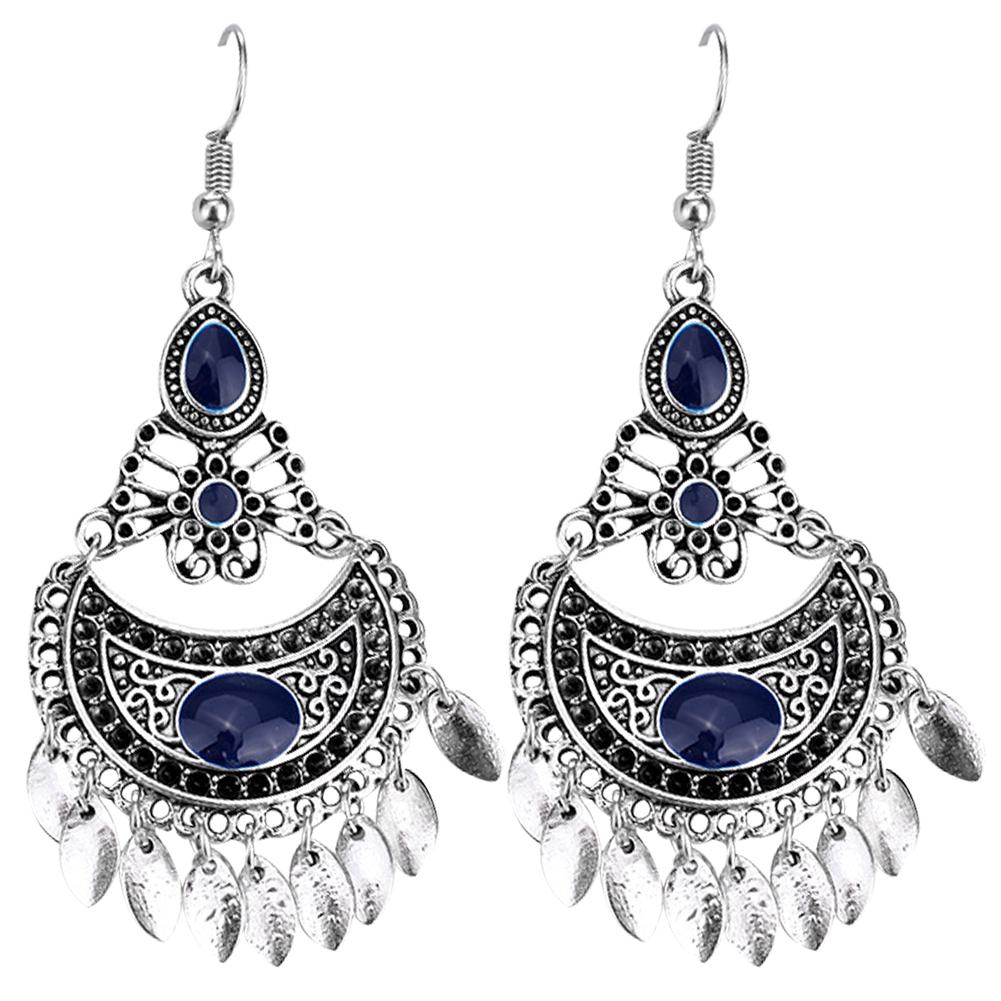 

Серьги Bluelans, висячие женские серьги с искусственным геометрическим драгоценным камнем, банкетные серьги-крючки, богемные украшения темно-синий