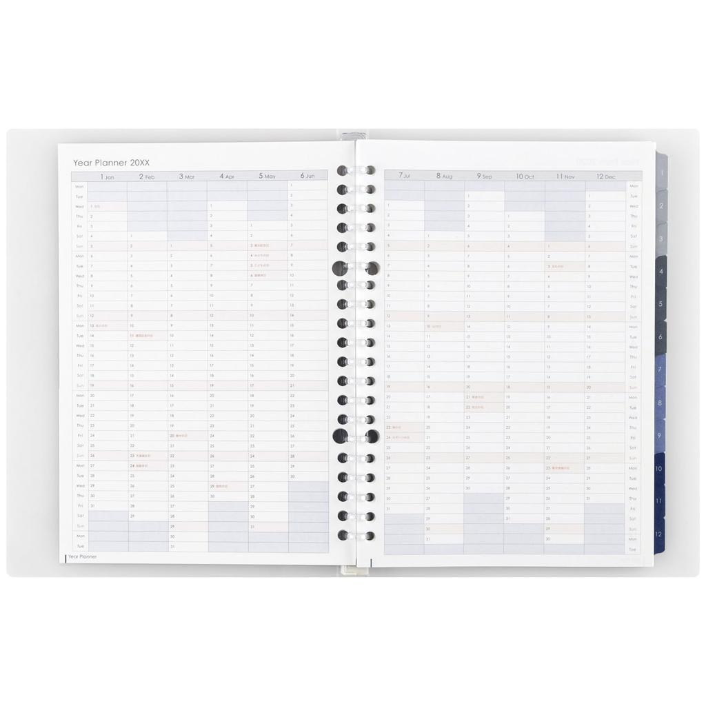 Maruman 2026 Notebook Starts January 2026 Planner, Diary, Monthly, 20-Hole, A5, Clear, FD42-26-98,