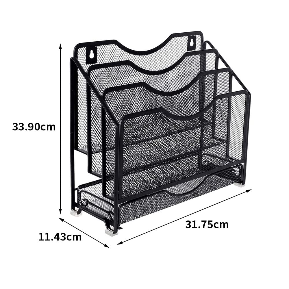 Desktop Storage Rack File Rack Multifunctional Wall Mounted Document Rack Document Tray Rack A4 File Rack Desk Top Shelf Holder Shelf Holder