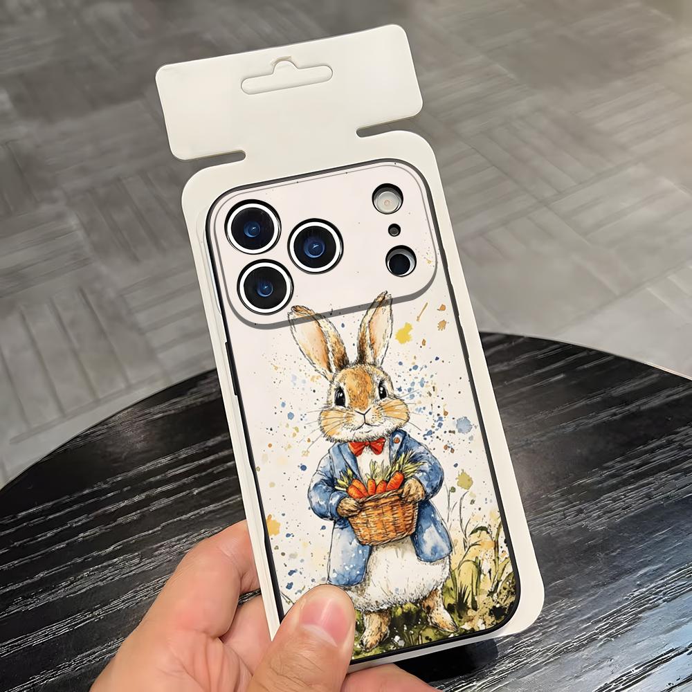 

Cute P-PeterS Rabbit Phone Case For IPhone 17 Air 16 E Pro Max 15 14 13 Mini 12 Pro 11 Max Plus Black Soft Shell iPhone 16 Pro