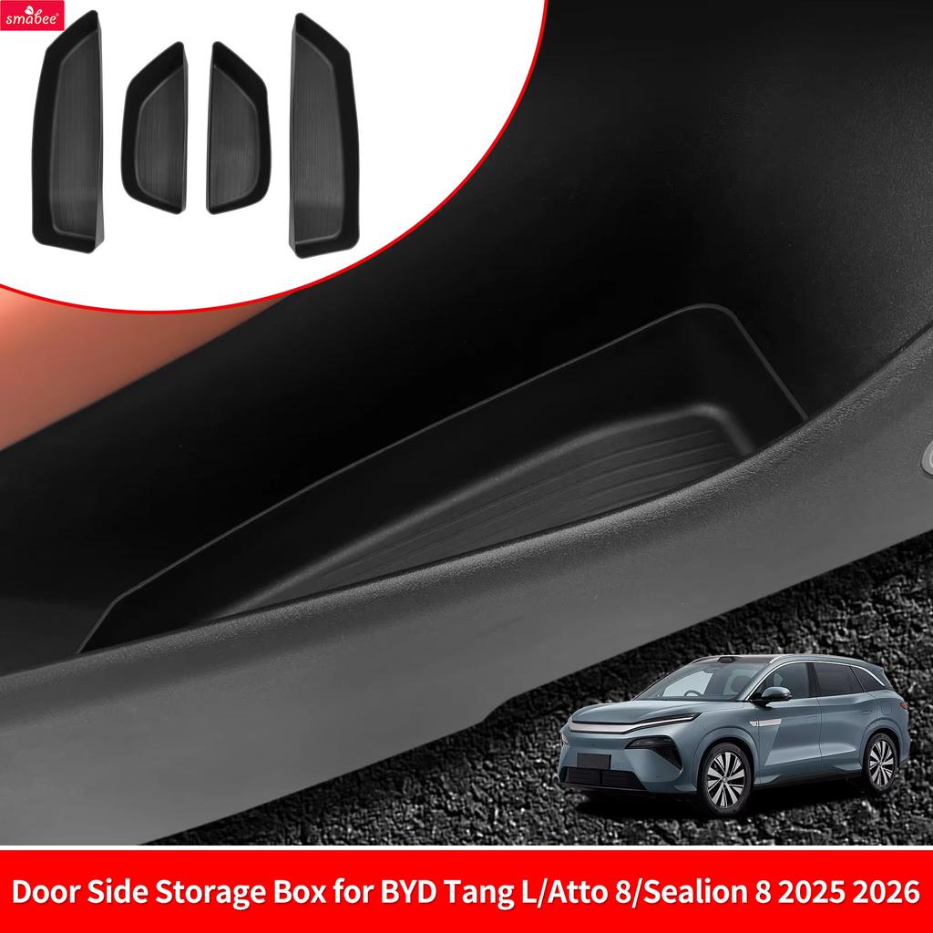 Smabee for BYD Tang L/Atto 8/Sealion 8 2025 2026 Door Side Storage Box TPE Front Rear Door Handle Tray Organizer Accessories