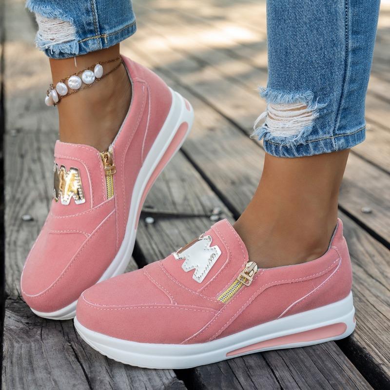 New Large-sized Women's Shoes with A Side Zipper and A Single Shoe, Casual Sports Shoes