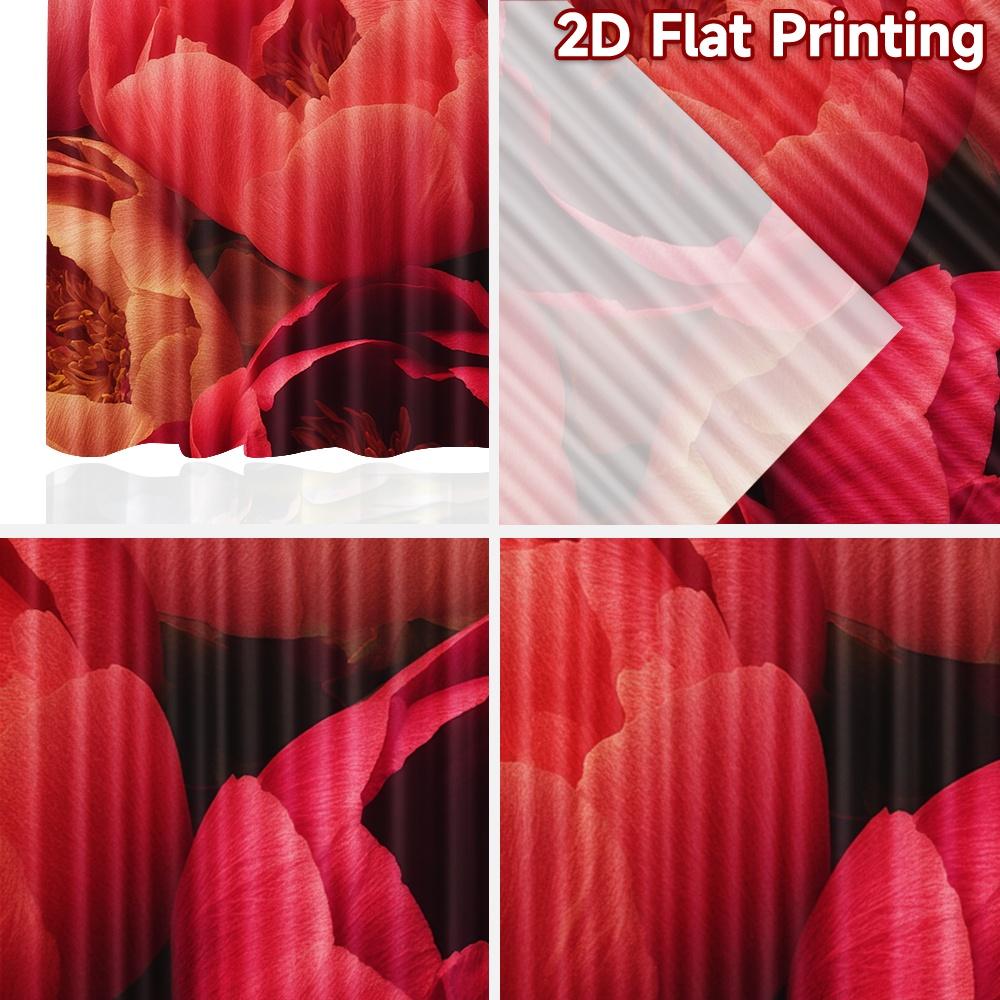 2D FLAT PRINTING 2pcs Curtains (Without Rod) Floral Elegance in Bloom (3) New year Festival Minimalist Curtains Polyester Easy