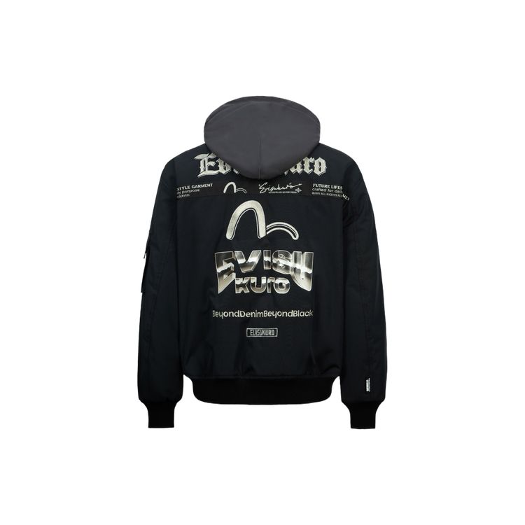 Evisu AW23 Seagull Embroidered Hooded Jacket Men Jackets Black 2EAGNM3JK5108LFPQ