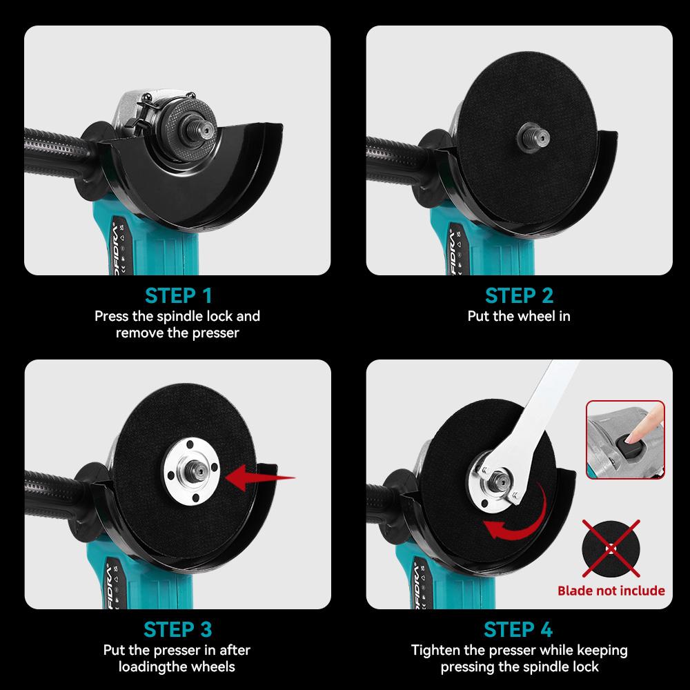 Yofidra 125mm Brushless Angle Grinder 4 Gears Cordless Grinding Machine Cutting Woodworking Power Tool For Makita 18V Battery