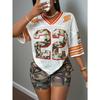 Plus Size 1XL-5XL Women's Summer V-neck Fashion Geometric Print T-shirt Women Casual Short Sleeved T-shirt