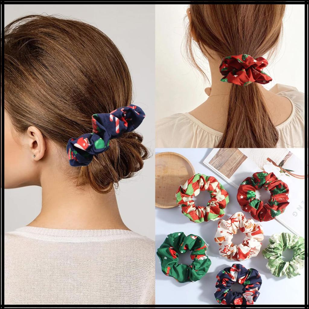 White Fang Scrunchie Hair Hair High AZ538 Tie, Accessory, Printed, Elasticity, Stylish, Women's, (Dark Green)