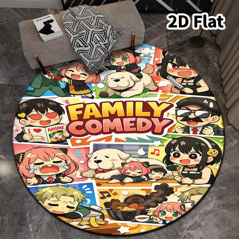 Spy Family Round Area Rug Carpet Rug For Living Room Bedroom Sofa Playroom Decor Nonslip Floor Mat