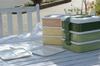 Sanko Plastic Rio Pack Bento BoxPicnic Case, 3 Tiers with 3 Side Plates, Earth Beige, Approx. 8.2" W x 7.7" D x 7.7" H