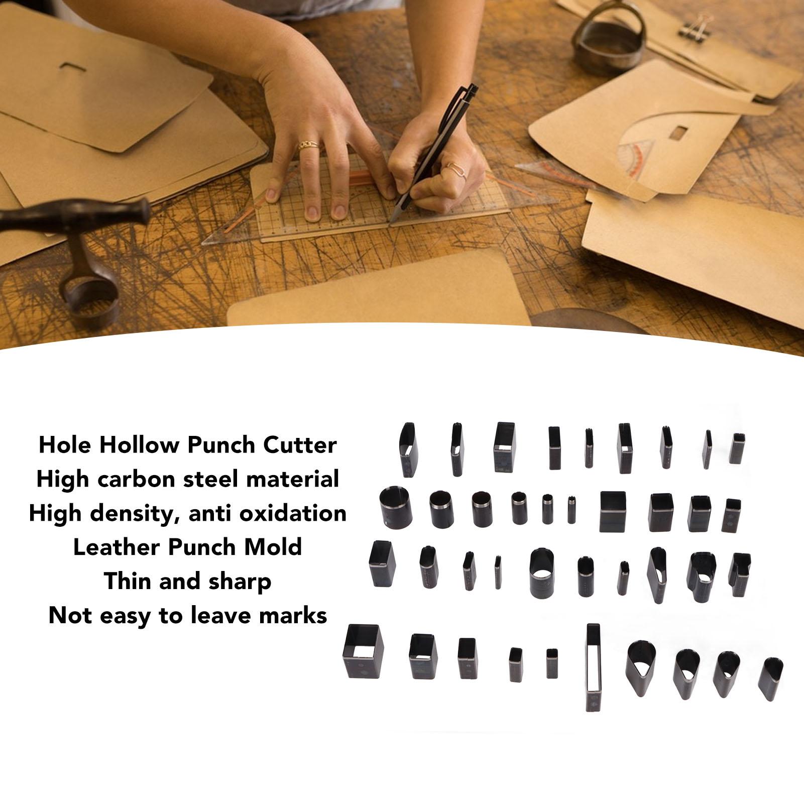 

39 Shapes Leather Cutter Punch High Density High Carbon Steel Thin Sharpness Hollow Punch Cutter for DIY Handicraft