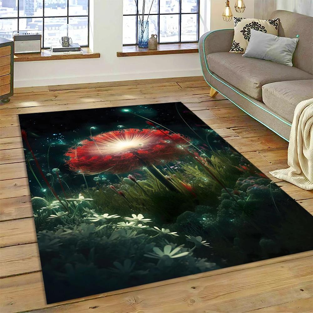 HD Pretty Flower Daisy Rose Chrysanthemum Carpet Rug for Home Living Room Bedroom Sofa Doormat Decor,Kids Area Rug Non-slip Mat