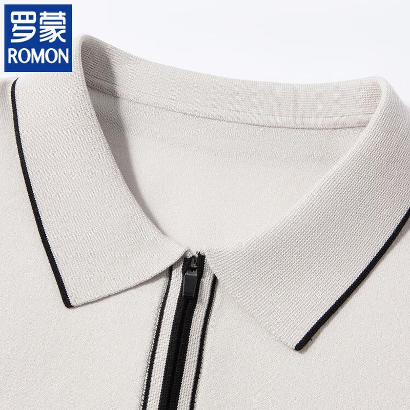 ROMON Men's Business Casual Short Sleeve Polo T-Shirt