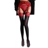 Women Sexy Stockings Transparent Oil Shiny Glossy Sockings Lace Peony Garter Socks Open Crotch High Socks Exotic Lingerie